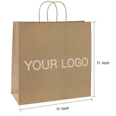 Custom Brown Shopping Bags Kraft Paper Gift Bags-100pcs