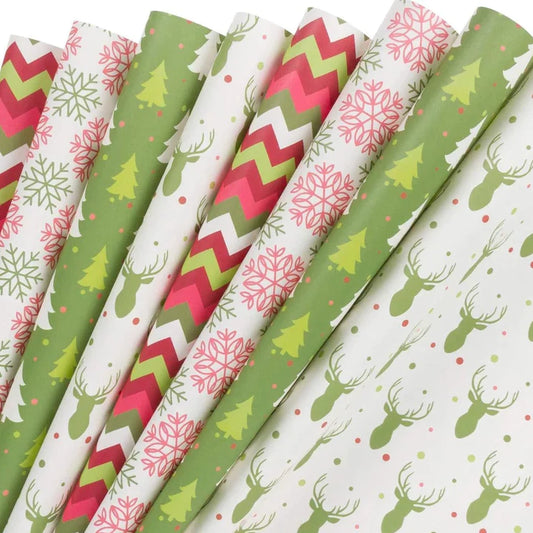 WRAPLA Wrapping Paper Roll - 20 sheets Cute Design Wrap Paper Flat Sheet For Wedding, Birthdays, Valentines, Party - 5 Rolls-4 Sheets/Roll - 76 cm X 50cm Per Sheet