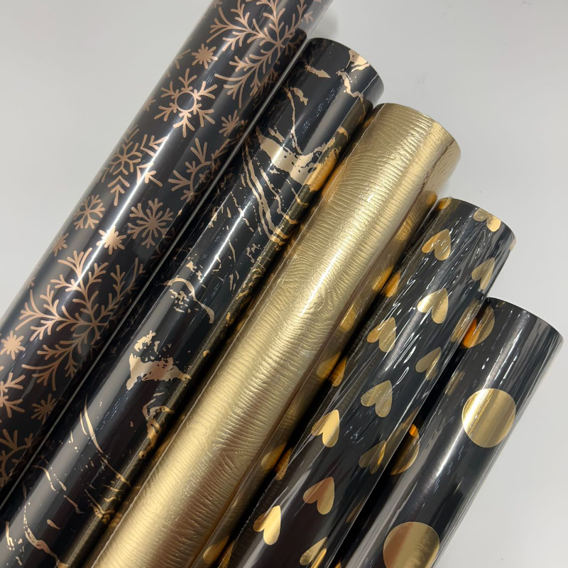 WRAPLA Christmas Wrapping paper - Black and Gold Pattern For Wedding, Birthdays, Valentines, Christmas Party- 5 Roll - 76 cm X 3 m Per Roll
