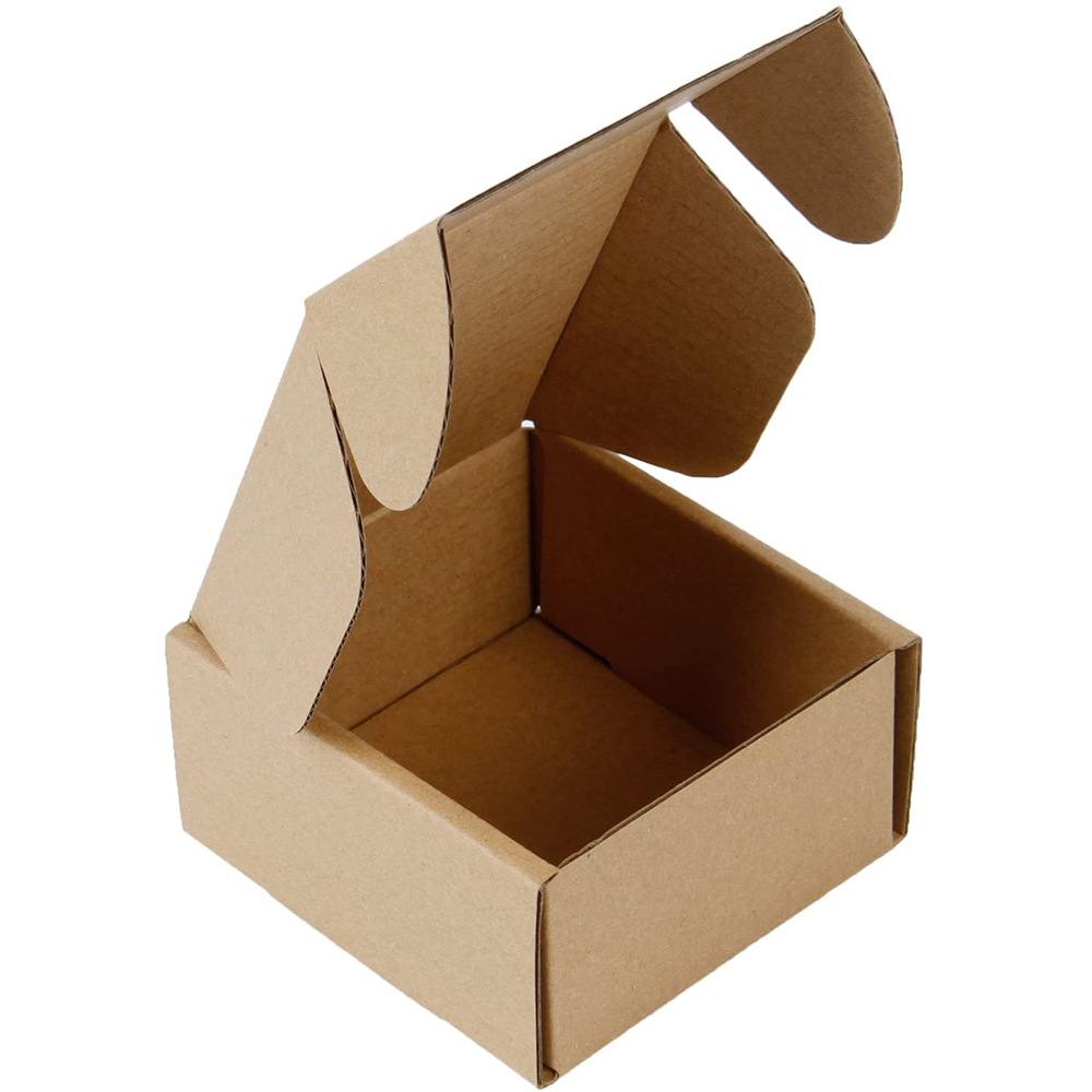 WRAPLA Recyclable Corrugated Box Mailers - Cardboard Box Perfect for Shipping Small -10 X 10 X 5 CM - 50 Pack - Kraft