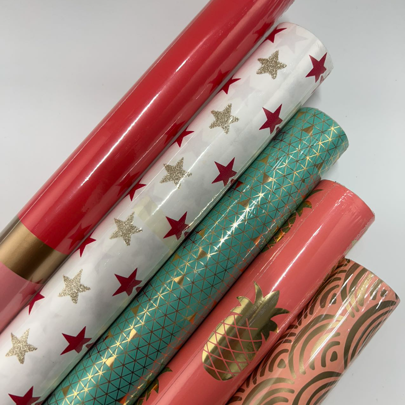 WRAPLA Wrapping paper - 5 Design Pattern For Christmas Wedding, Birthdays, Valentines, Christmas Party- 5 Roll - 76 cm X 305 cm Per Roll