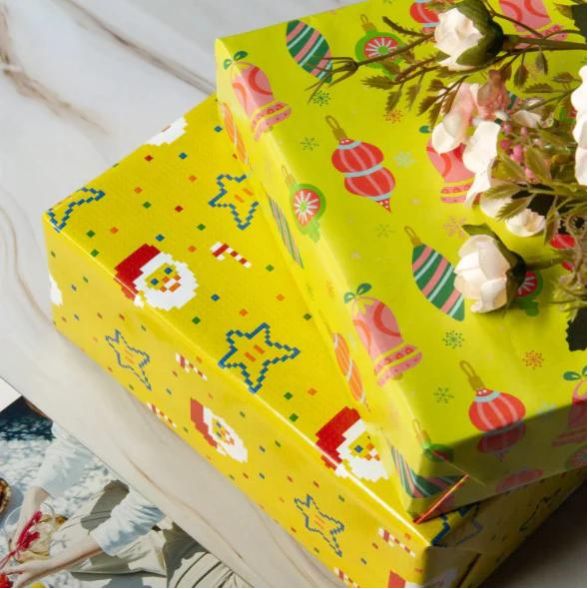 WRAPLA Wrapping Paper Roll - 20 Sheets Block Toy Christmas Gift Wrap Paper Flat Sheet for Wedding, Birthdays, Valentines, Party - 5 Rolls 4 Sheets/Roll - 76 cm X 50cm Per Sheet