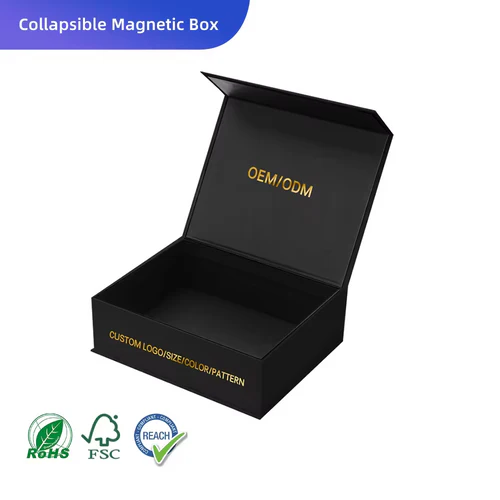 Deluxe Folding Magnetic Gift Box with Customizable Logo - Large Cardboard Package with Magnetic Closure