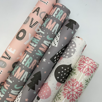WRAPLA Wrapping Paper Roll - 20 sheets New Cute Design Wrap Paper Flat Sheet For Wedding, Birthdays, Valentines, Party - 5 Rolls 4 Sheets/Roll - 76 cm X 50cm Per Sheet