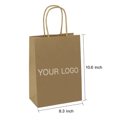 Custom Brown Shopping Bags Kraft Paper Gift Bags-100pcs