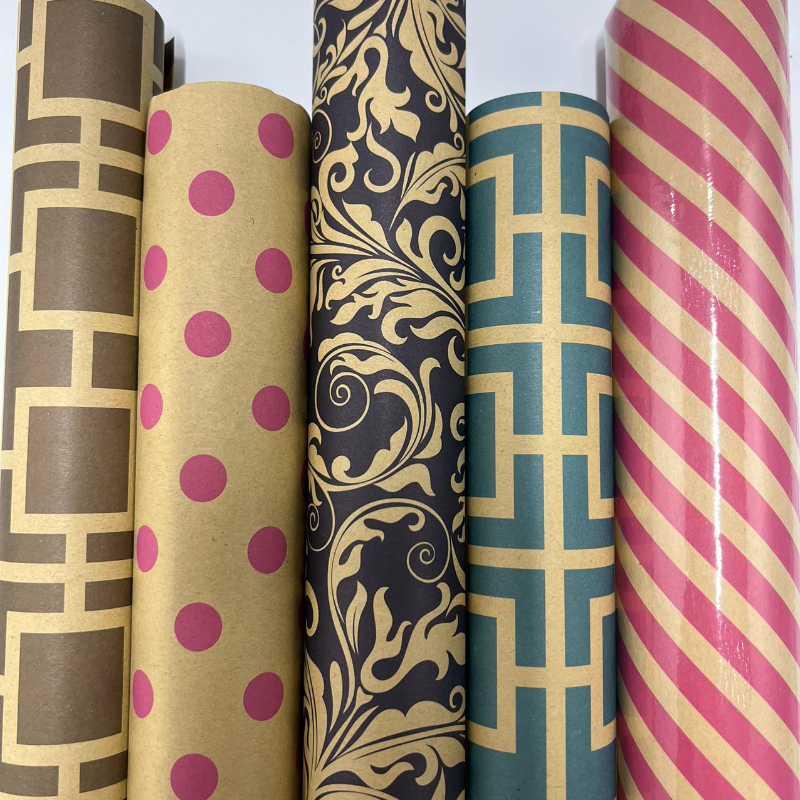 WRAPLA Wrapping Paper Roll - 20 sheets Kraft Wrap Paper Flat Sheet For Wedding, Birthdays, Valentines, Party - 5 Rolls 4 Sheets/Roll - 76 cm X 50cm Per Sheet