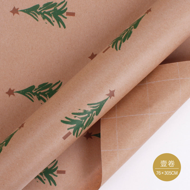 WRAPLA Christmas Wrapping Paper - Kraft Paper with Red and Green Pattern for Wedding, Birthdays, Valentines, Christmas - 5 Roll - 76 cm X 3 m Per Roll