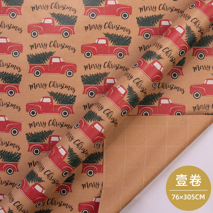 WRAPLA Christmas Wrapping Paper - Kraft Paper with Red and Green Pattern for Wedding, Birthdays, Valentines, Christmas - 5 Roll - 76 cm X 3 m Per Roll