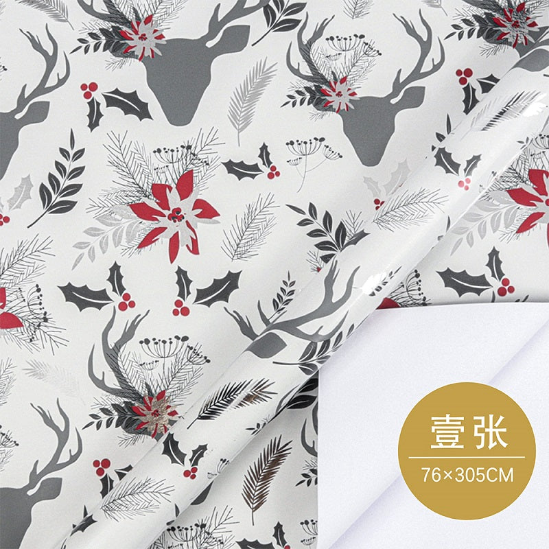 WRAPLA Christmas Wrapping Paper - White Red and Green Pattern for Wedding, Birthdays, Valentines, Christmas Party- 5 Roll - 76 cm X 3 m Per Roll