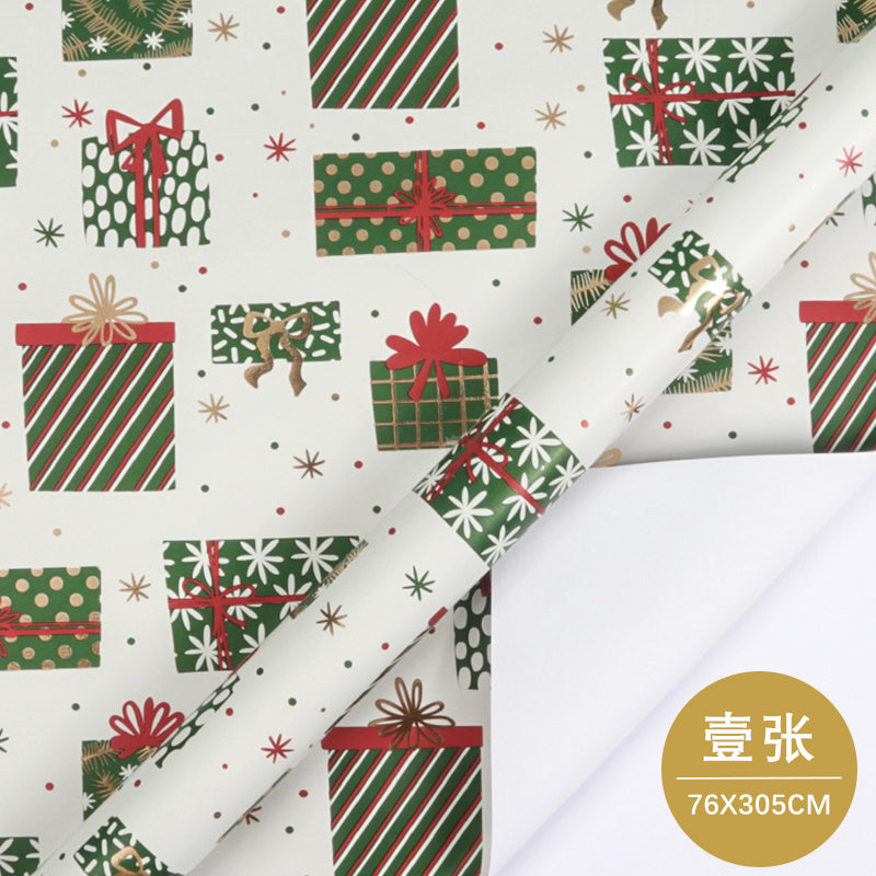WRAPLA Christmas Wrapping Paper - White Red and Green Pattern for Wedding, Birthdays, Valentines, Christmas Party- 5 Roll - 76 cm X 3 m Per Roll