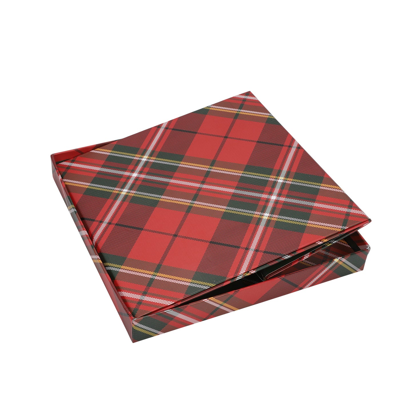 WRAPLA 23X23X23CM Christmas Gift Box with Lid Red Buffalo Plaid design for Party, Wedding, Gift Wrap, Bridesmaid Proposal, Storage