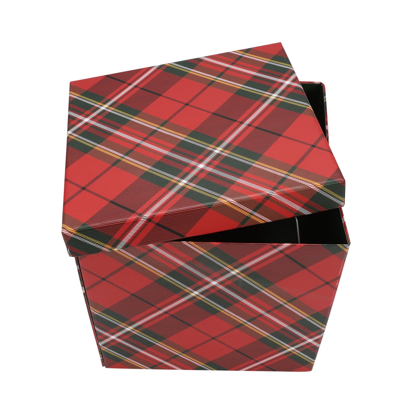 WRAPLA 23X23X23CM Christmas Gift Box with Lid Red Buffalo Plaid design for Party, Wedding, Gift Wrap, Bridesmaid Proposal, Storage