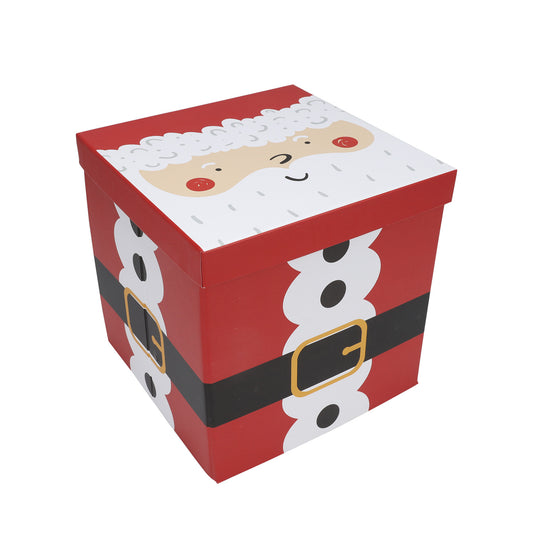WRAPLA 23X23X23CM Christmas Gift Box with Lid Santa for Party, Wedding, Gift Wrap, Bridesmaid Proposal, Storage