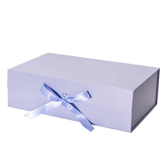 WRAPLA Taro Gift Box with Satin Ribbon, 35X23X10CM Collapsible Gift Box with Magnetic Closure for Party, Wedding, Gift Wrap, Bridesmaid Proposal, Storage