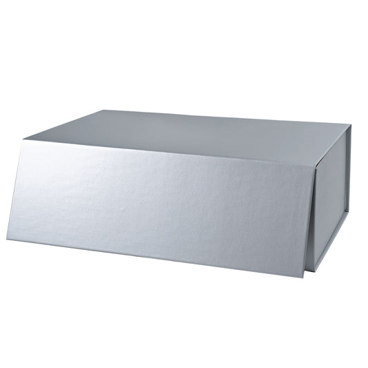 WRAPLA 35X23X10CM Silver Gift Box- Collapsible Gift Box with Magnetic Closure and Tissue Paper, Perfect for Birthday, Party, Holiday, Wedding, Graduation