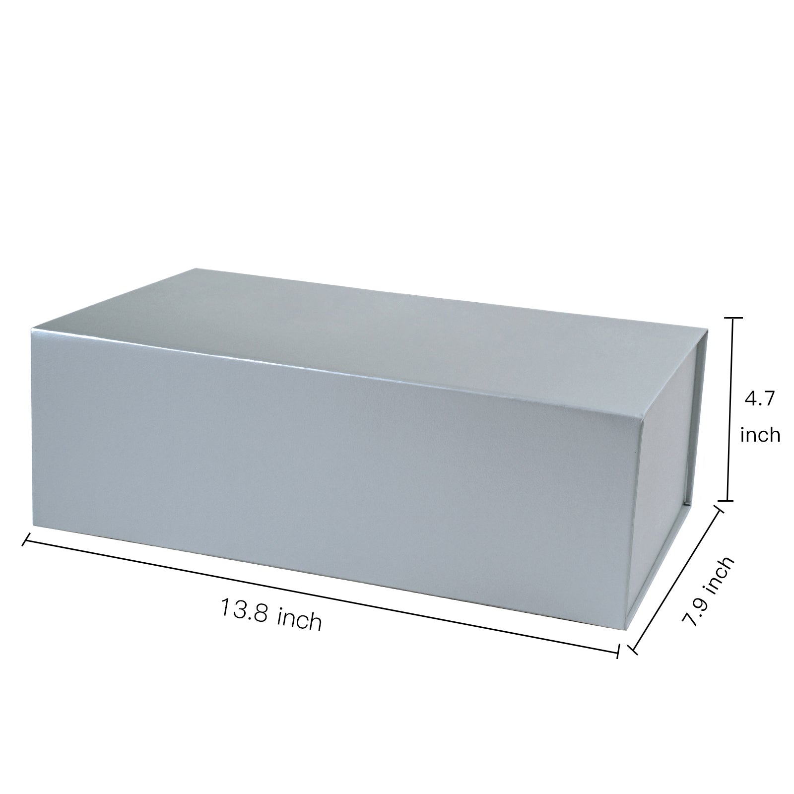 WRAPLA 35X23X10CM Silver Gift Box- Collapsible Gift Box with Magnetic Closure and Tissue Paper, Perfect for Birthday, Party, Holiday, Wedding, Graduation