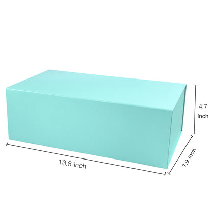 WRAPLA 35X23X10CM Tiffany Gift Box- Collapsible Gift Box with Magnetic Closure and Tissue Paper, Perfect for Birthday, Party, Holiday, Wedding, Graduation