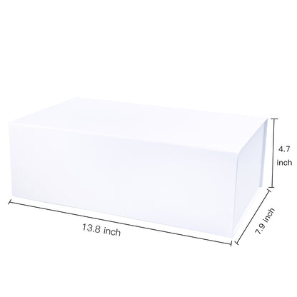 WRAPLA 35X23X10CM White Gift Box- Collapsible Gift Box with Magnetic Closure and Tissue Paper, Perfect for Birthday, Party, Holiday, Wedding, Graduation