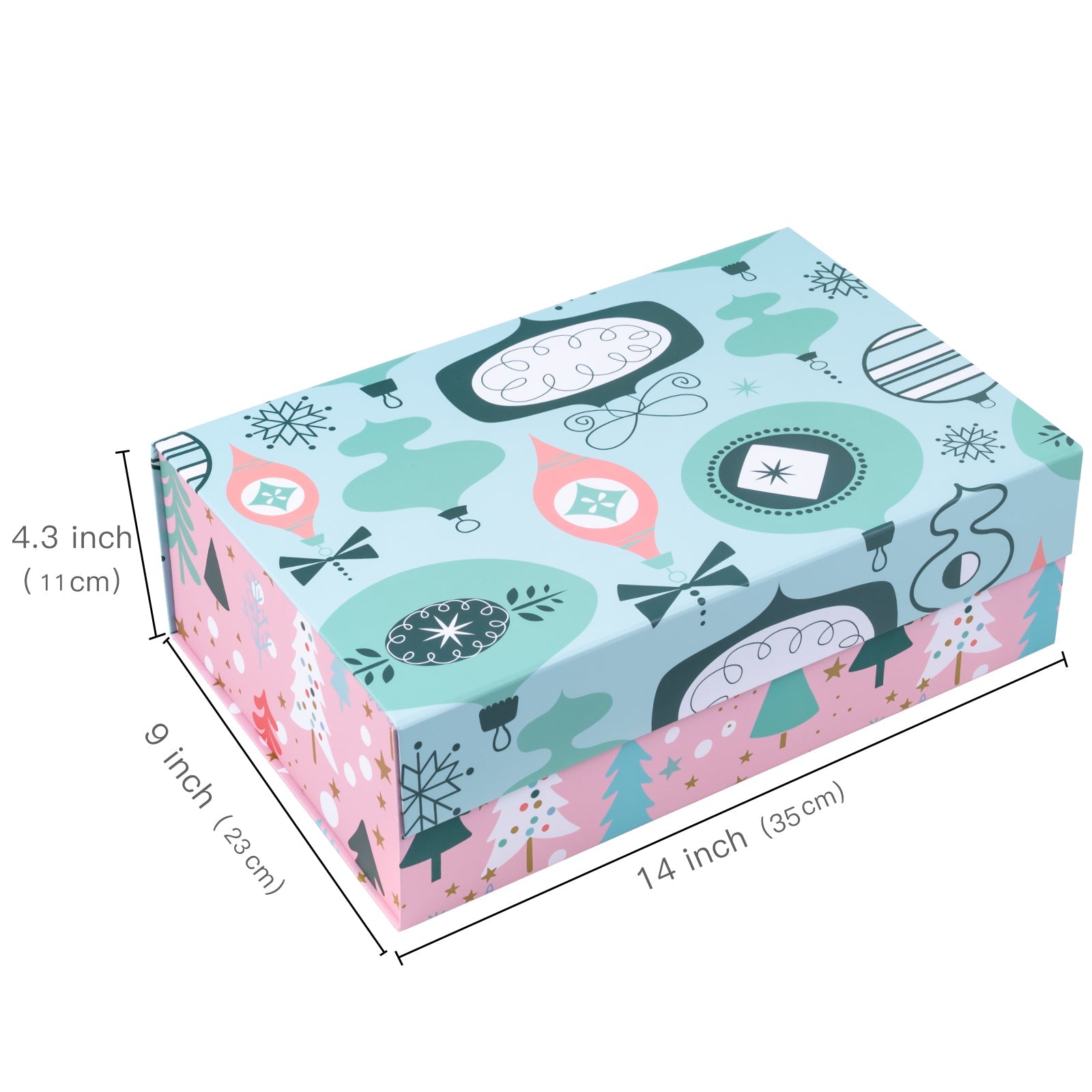 35x23x10cm Collapsible Gift Box Magnetic Closure Pink & Blue Wedding Party Christmas Wrapping