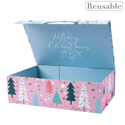 35x23x10cm Collapsible Gift Box Magnetic Closure Pink & Blue Wedding Party Christmas Wrapping