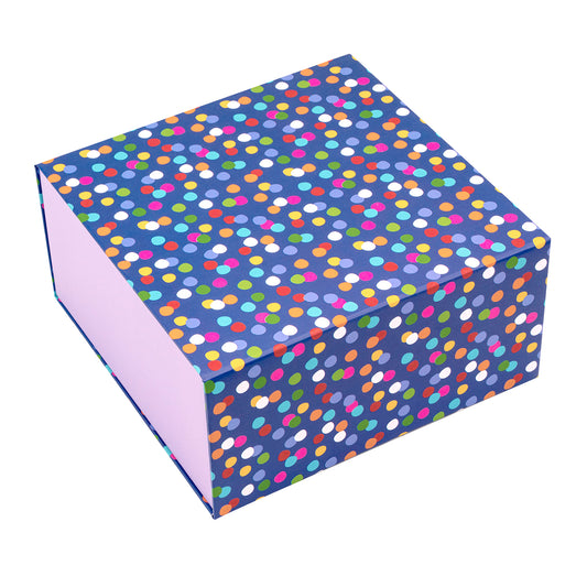 20x20x10cm Collapsible Gift Box Magnetic Closure Multicolor Dots Party