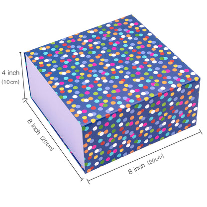 20x20x10cm Collapsible Gift Box Magnetic Closure Multicolor Dots Party
