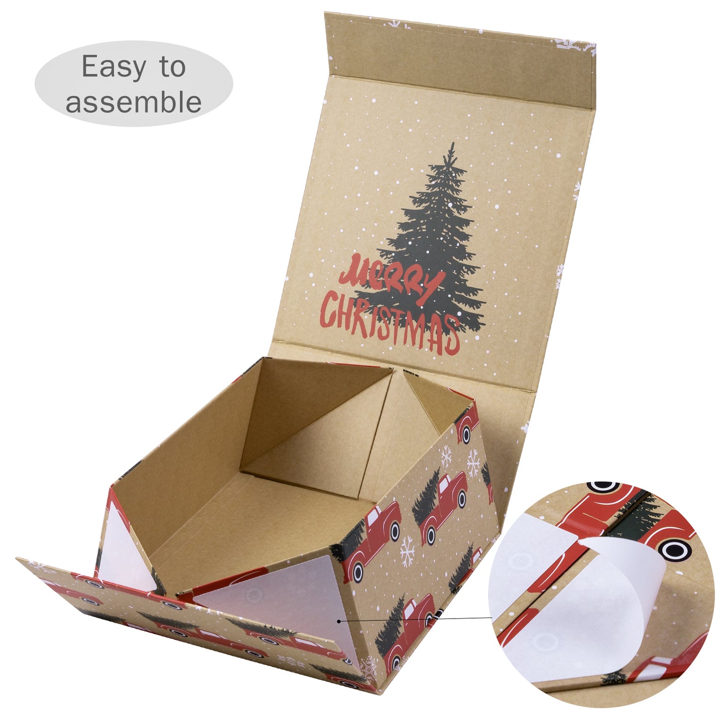 20x20x10cm Collapsible Gift Box Magnetic Closure Tree Farm Car Wedding Party Wrapping