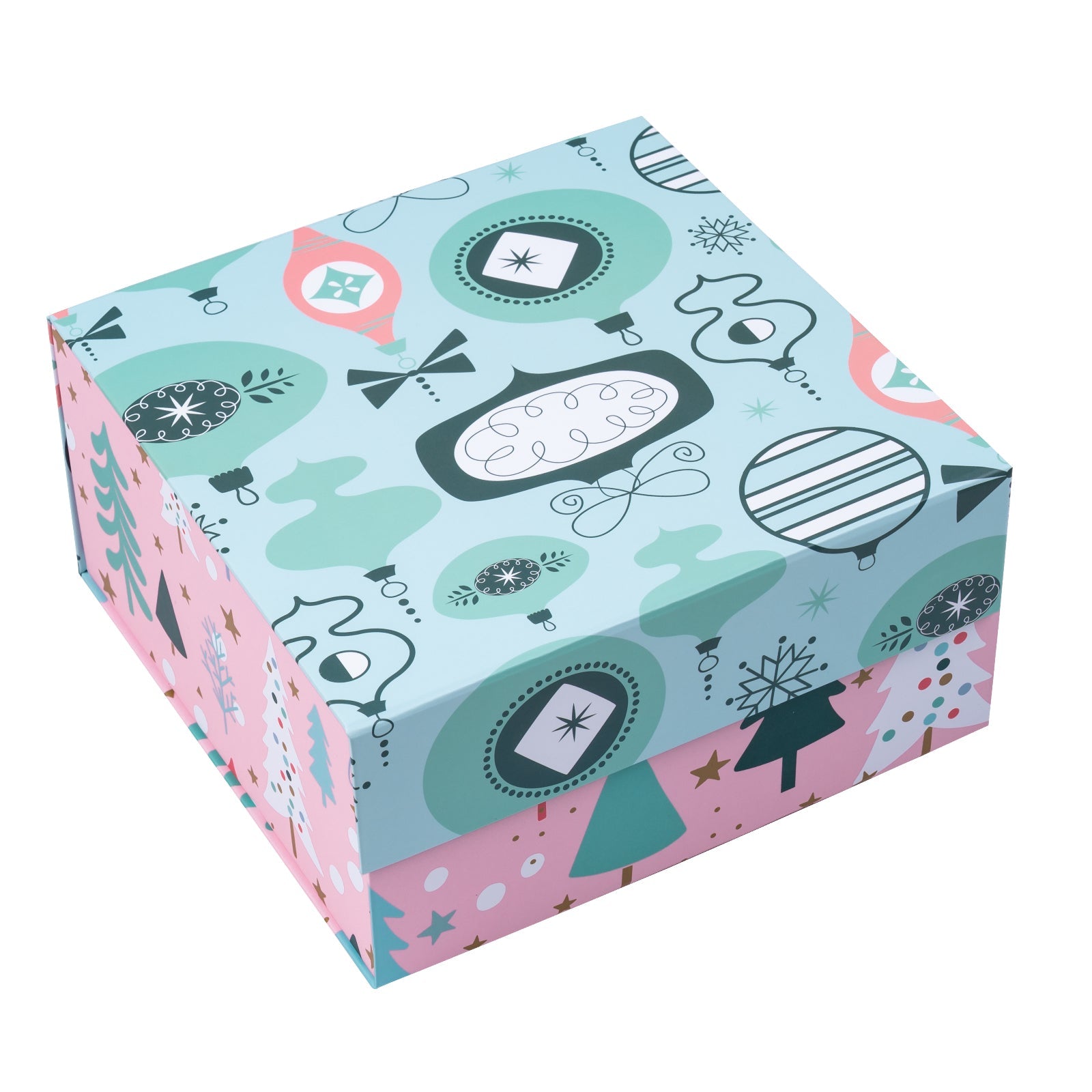 20x20x10cm Collapsible Gift Box Magnetic Closure Pink & Blue Wedding Party Wrapping