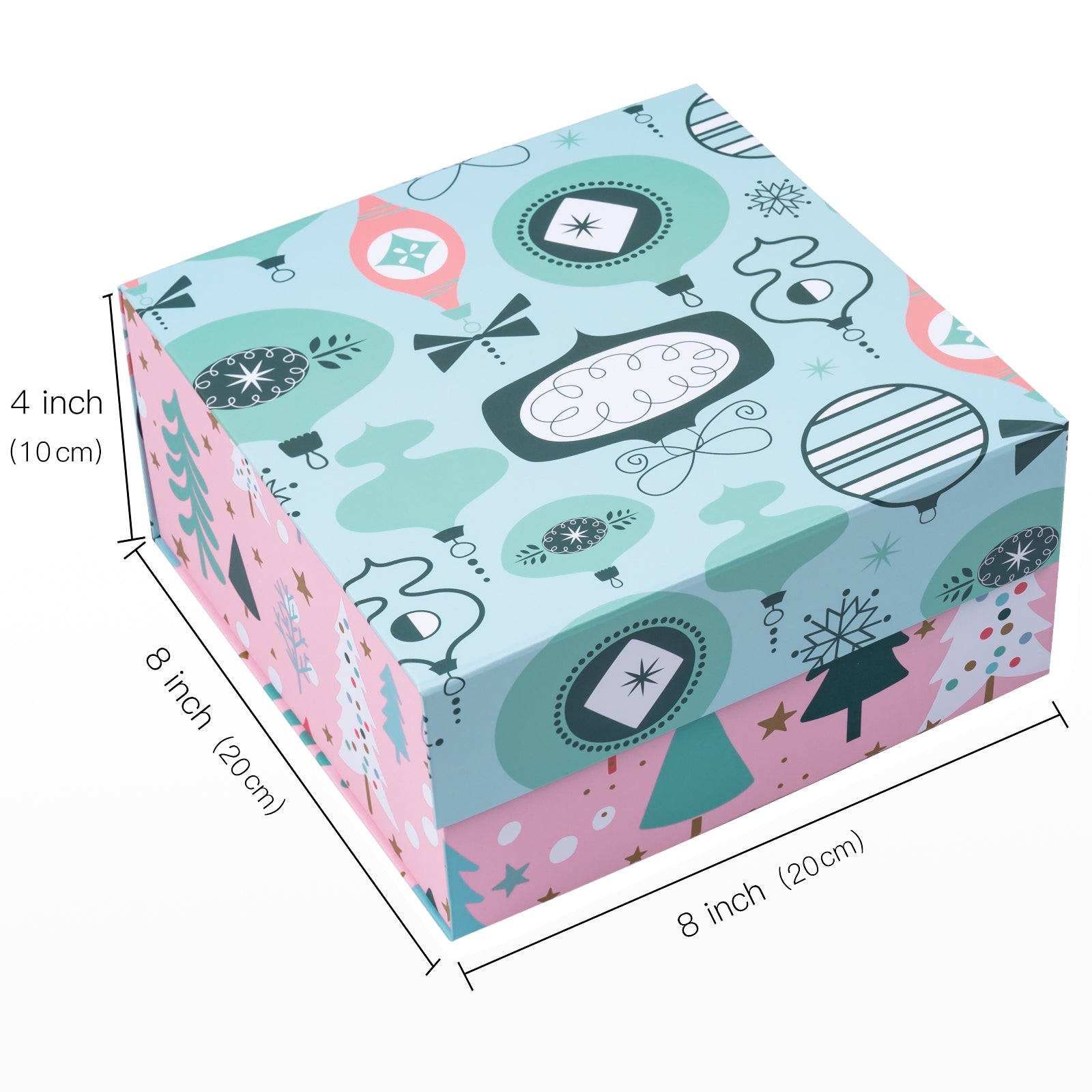 20x20x10cm Collapsible Gift Box Magnetic Closure Pink & Blue Wedding Party Wrapping