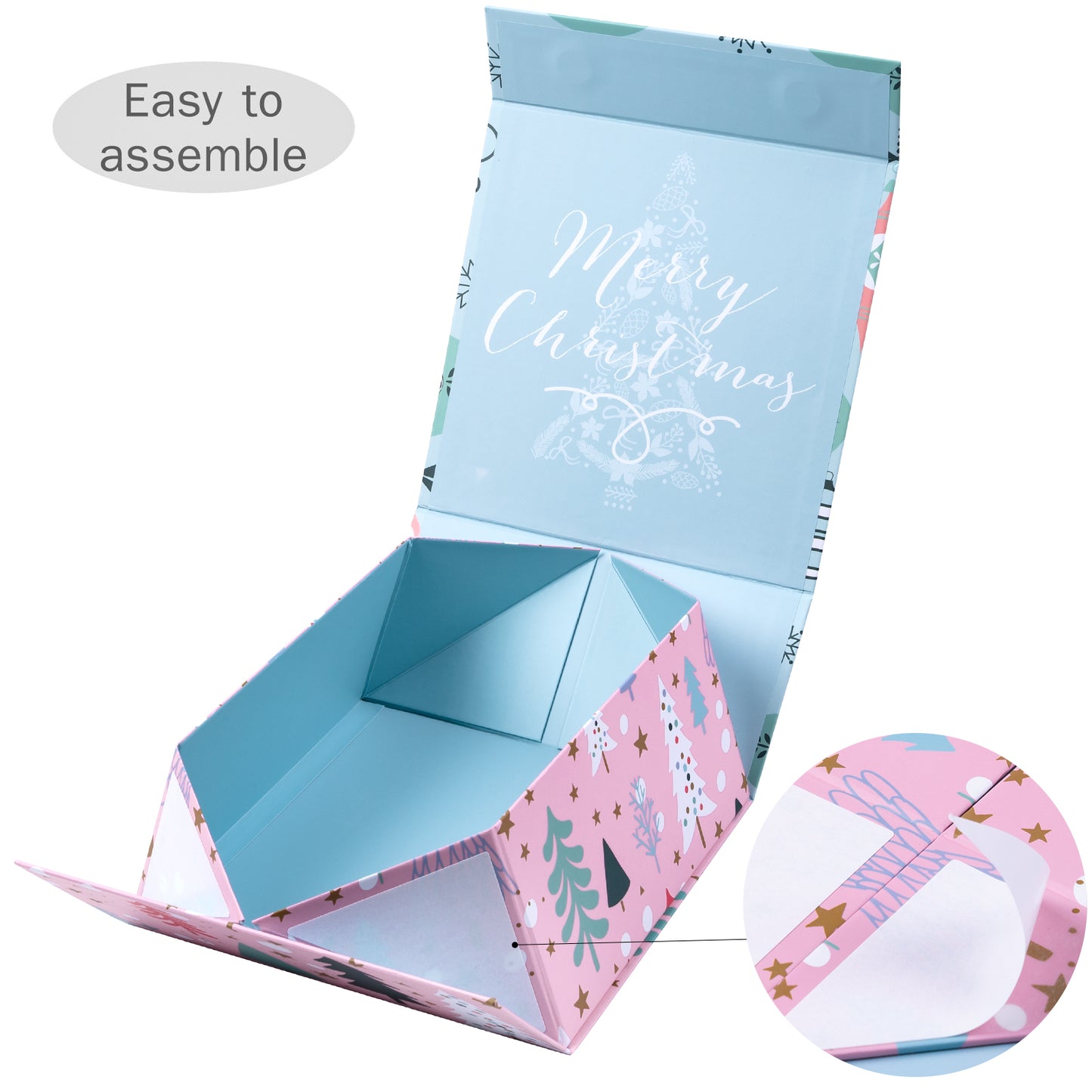 20x20x10cm Collapsible Gift Box Magnetic Closure Pink & Blue Wedding Party Wrapping