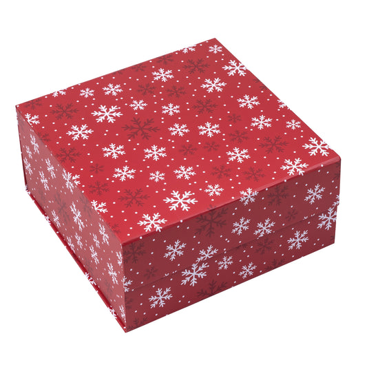 20x20x10cm Collapsible Gift Box Magnetic Closure Snow Flake Red Wedding Party Wrapping