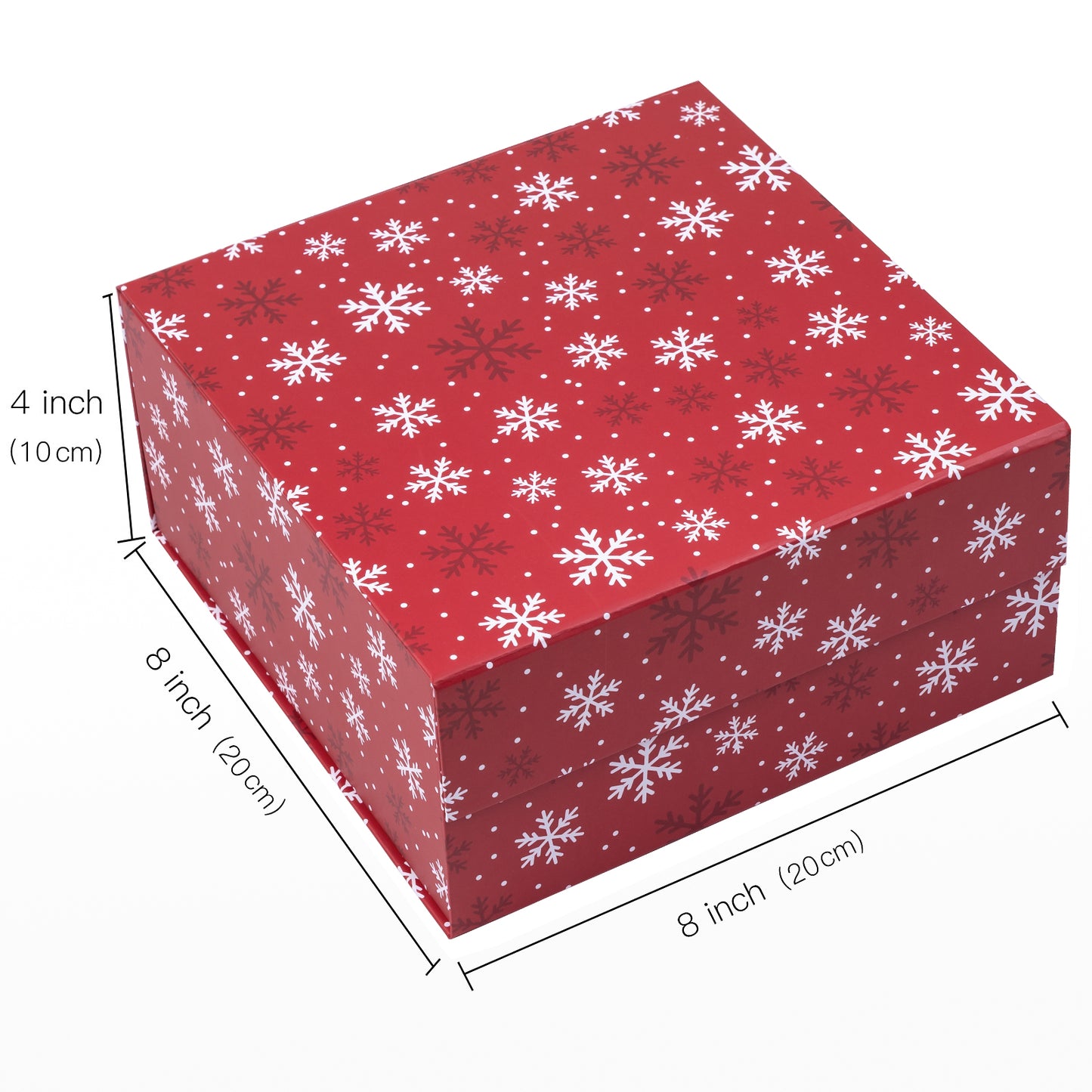 20x20x10cm Collapsible Gift Box Magnetic Closure Snow Flake Red Wedding Party Wrapping
