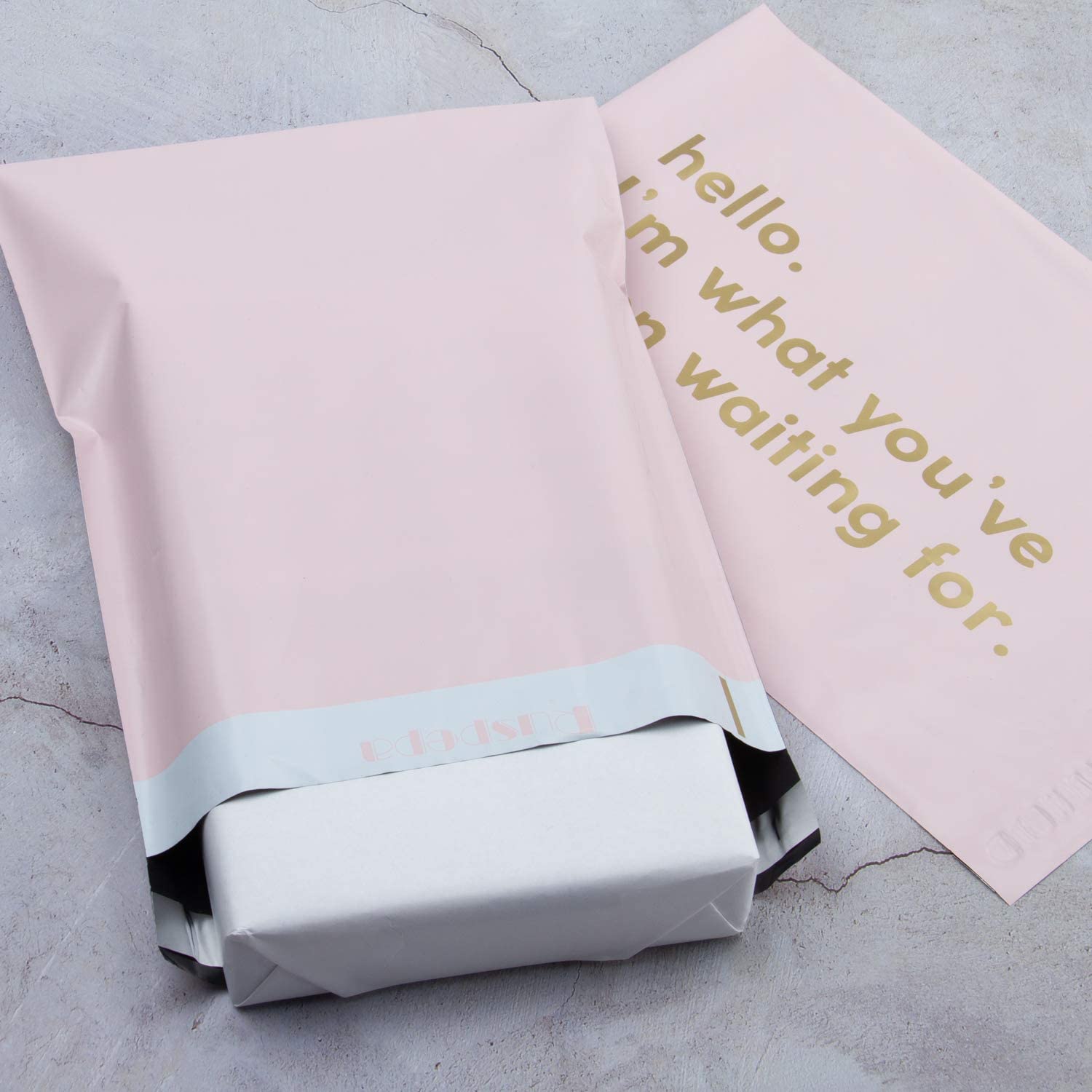 WRAPLA 25 x 33cm (10 x 13 inches) Poly Mailers Shipping Bags Text Printed Pink Poly Mailers 2.3 Mil Heavy Duty Self Seal Mailing Envelopes - 100 Pack