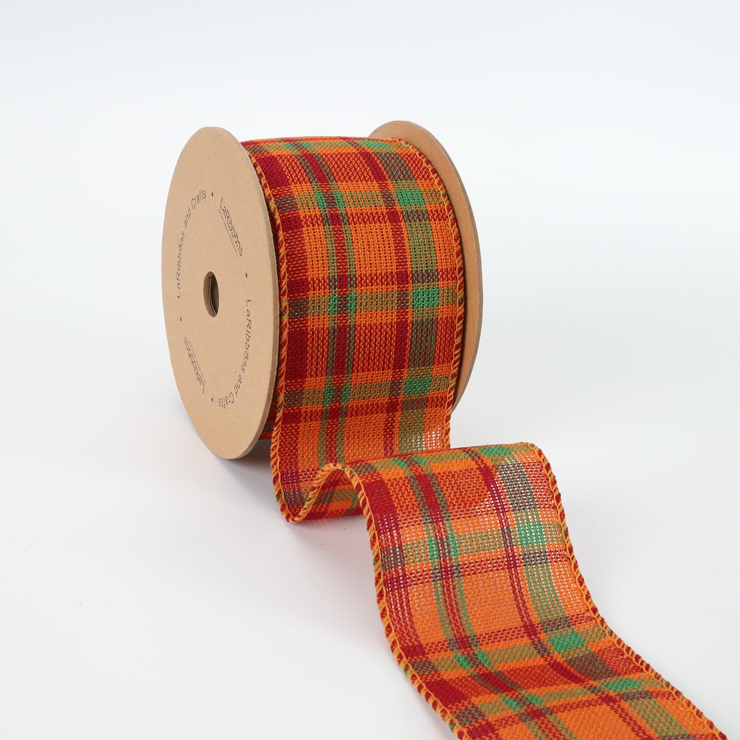 2 1/2" WIRED RIBBON | "HARVEST PLAID" RUST/MULTI | 10 YARD ROLL 6.3X915cm