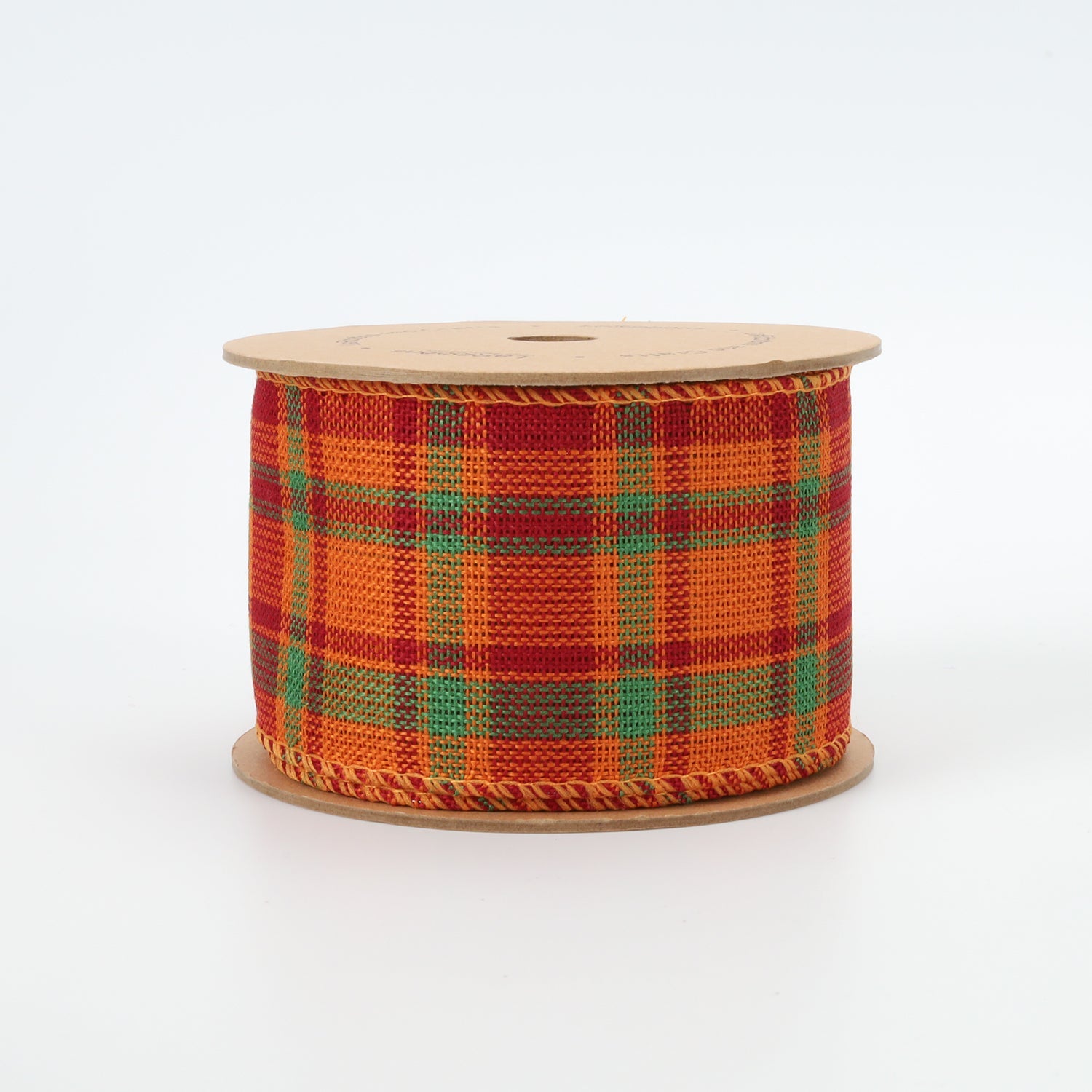 2 1/2" WIRED RIBBON | "HARVEST PLAID" RUST/MULTI | 10 YARD ROLL 6.3X915cm