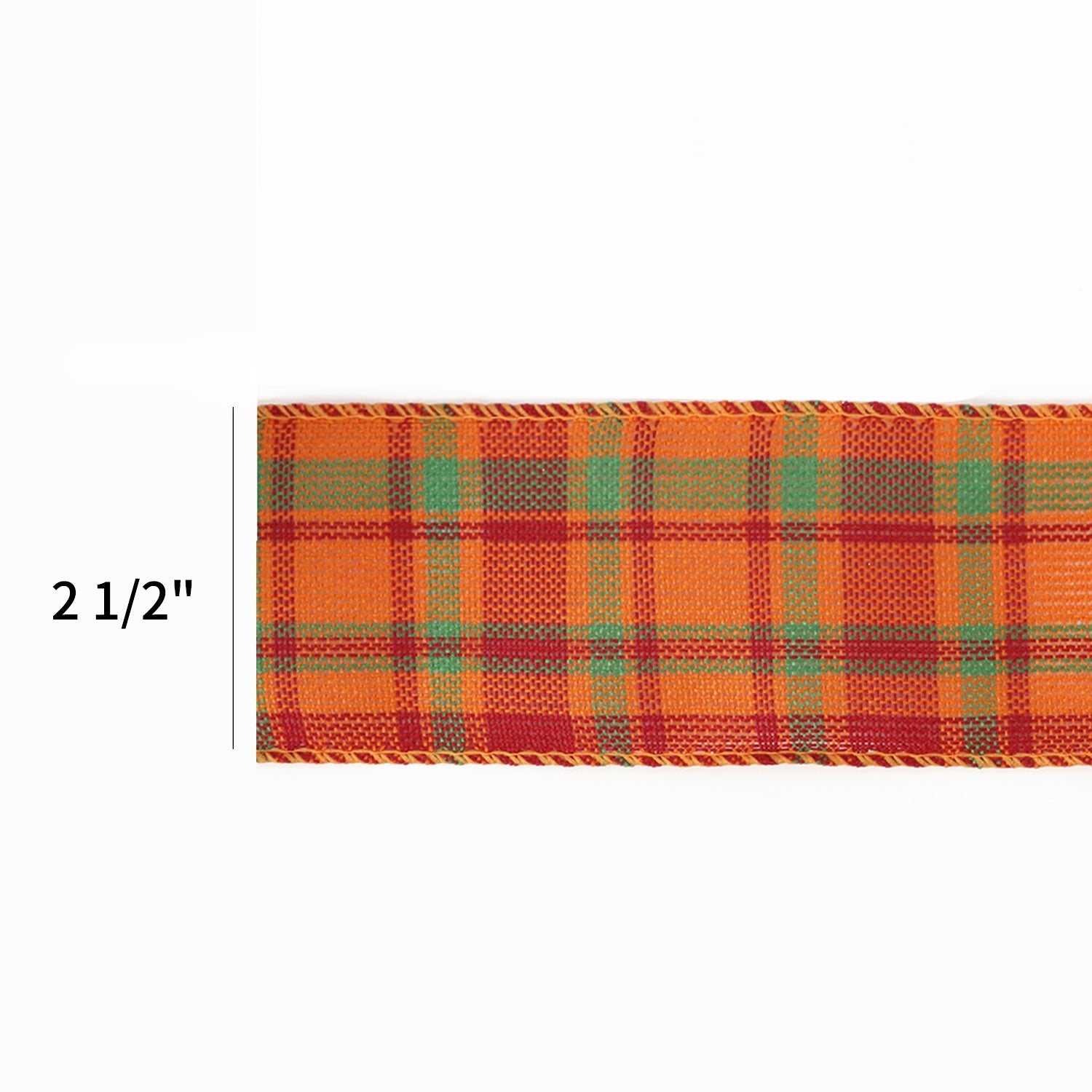 2 1/2" WIRED RIBBON | "HARVEST PLAID" RUST/MULTI | 10 YARD ROLL 6.3X915cm