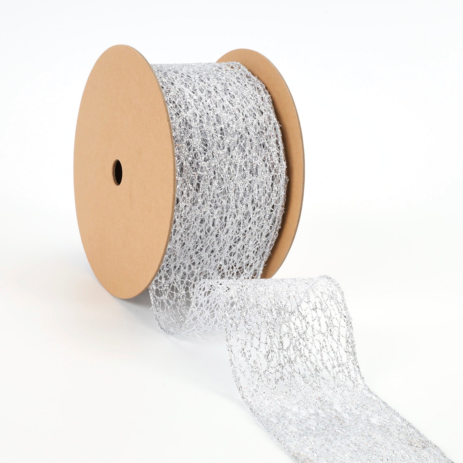 3" MESH WIRED RIBBON | SILVER | 10 YARD ROLL 7.6X915cm