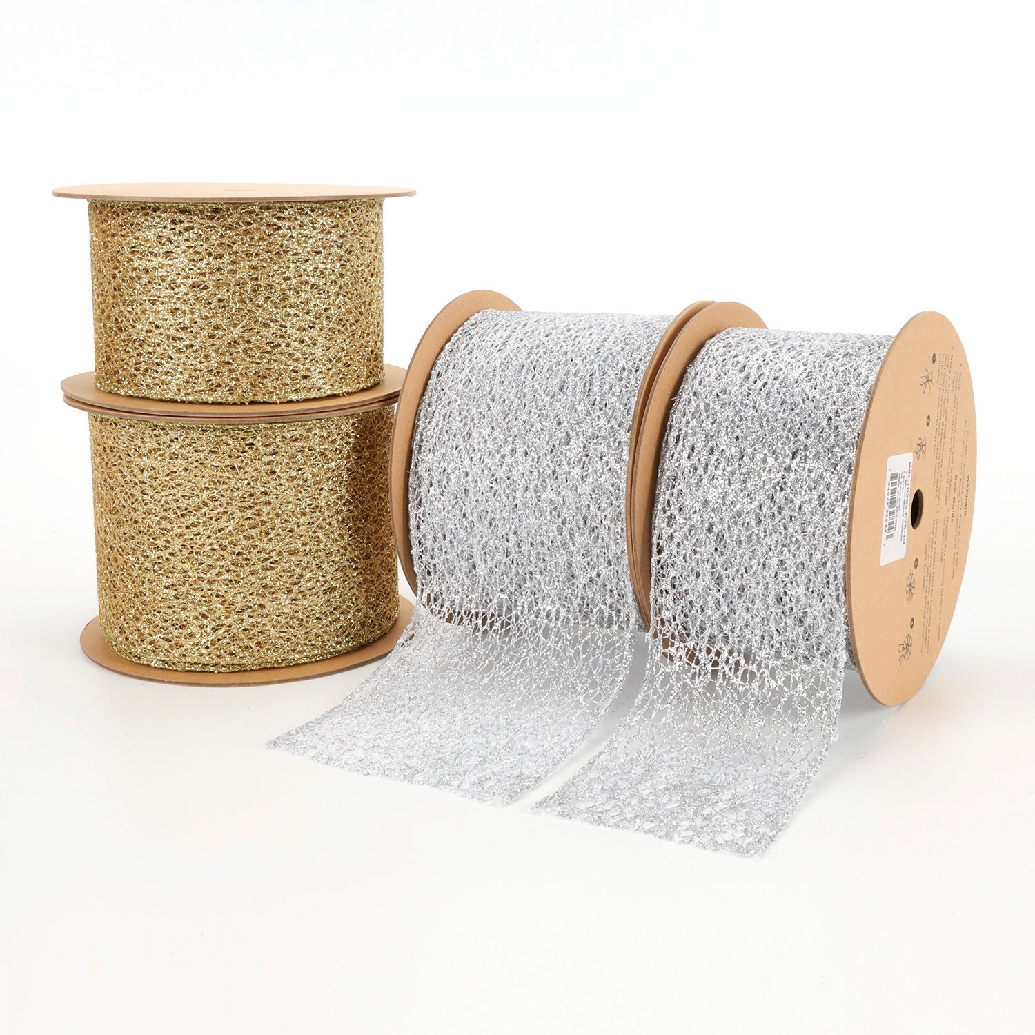 3" MESH WIRED RIBBON | SILVER | 10 YARD ROLL 7.6X915cm