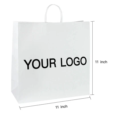 Custom White Shopping Bags Kraft Paper Gift Bags-100PCs