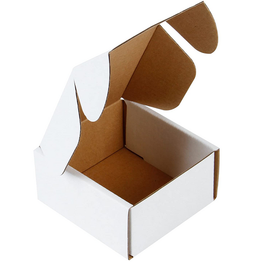 WRAPLA Recyclable Corrugated Box Mailers - Cardboard Box Shipping Small - 10 X 10 X 5 CM - 50 Pack - Oyster White