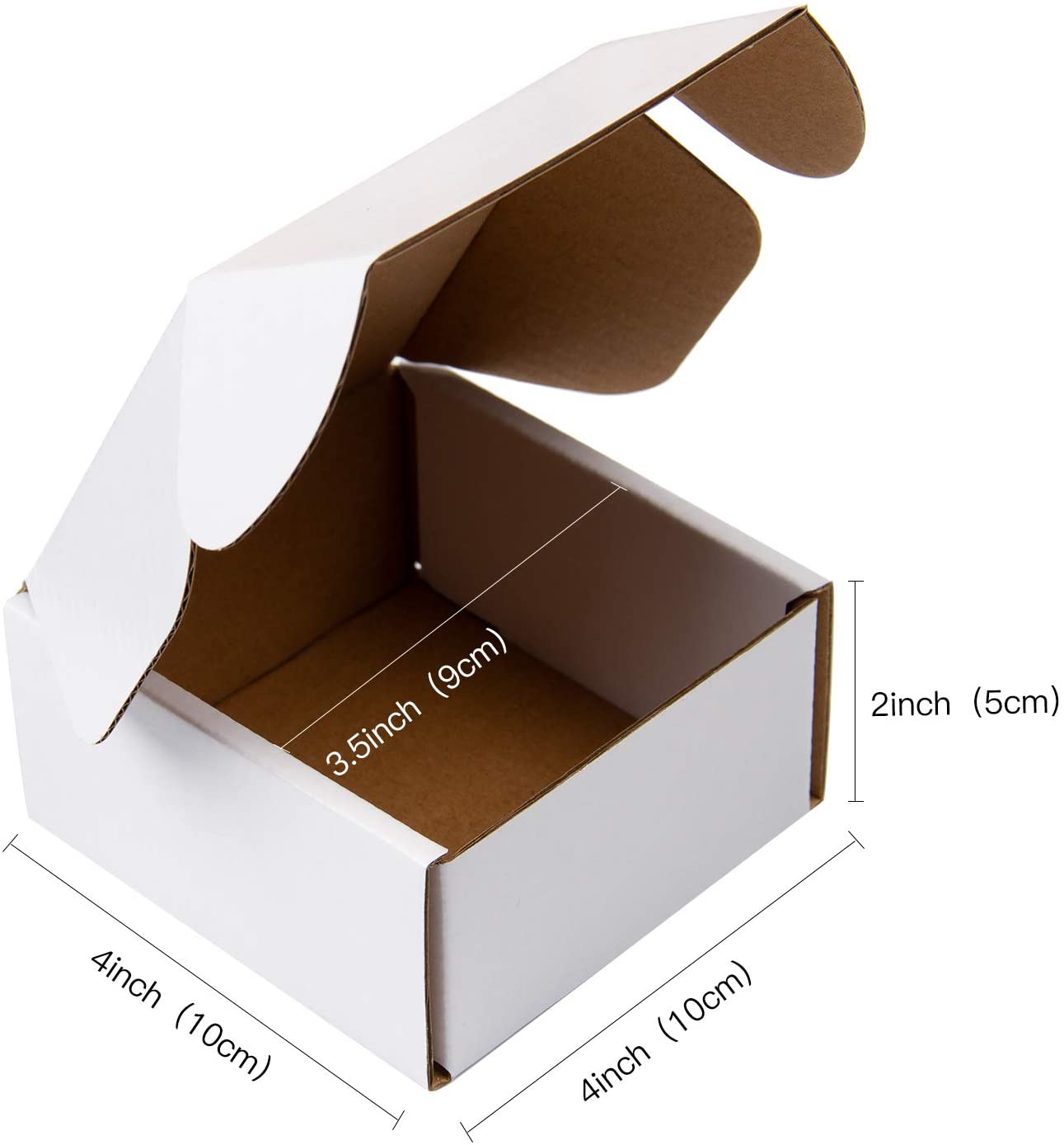 WRAPLA Recyclable Corrugated Box Mailers -10 X 10X 5 CM -White Cardboard Box Black Text Printed Shipping Small - 25 Pack