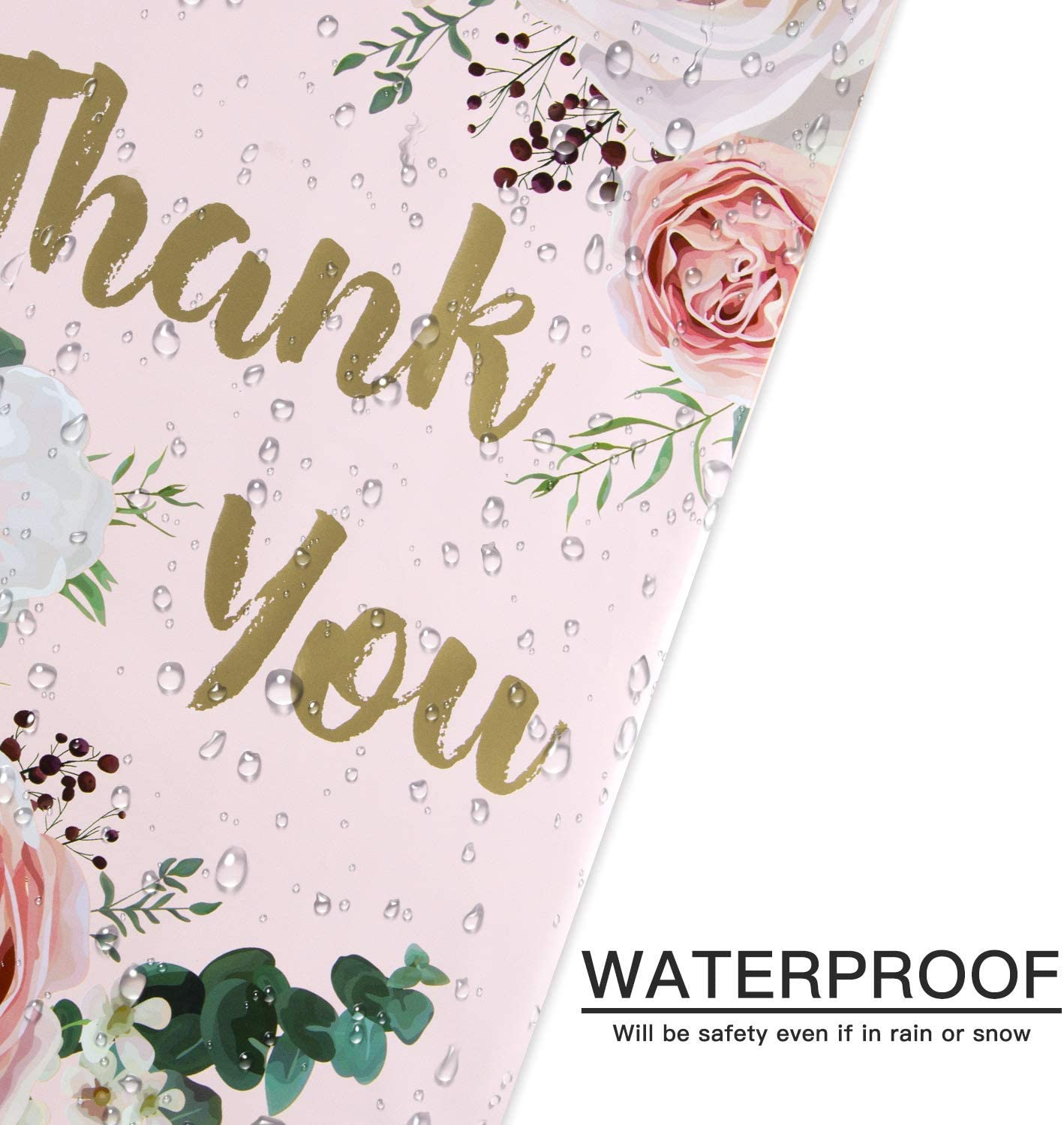 WRAPLA 25 x 33cm (10 x 13 inches) Poly Mailers Shipping Bags Thank You Notes Flowers Surrounded Pink Poly Mailers 2.3 Mil Heavy Duty Self Seal Mailing Envelopes - 100 Pack